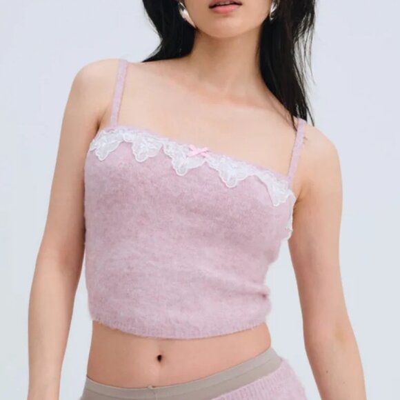 NWT FOR LOVE AND LEMONS ARINAH KNIT TANK TOP IN PINK SIZE S - Picture 1 of 5